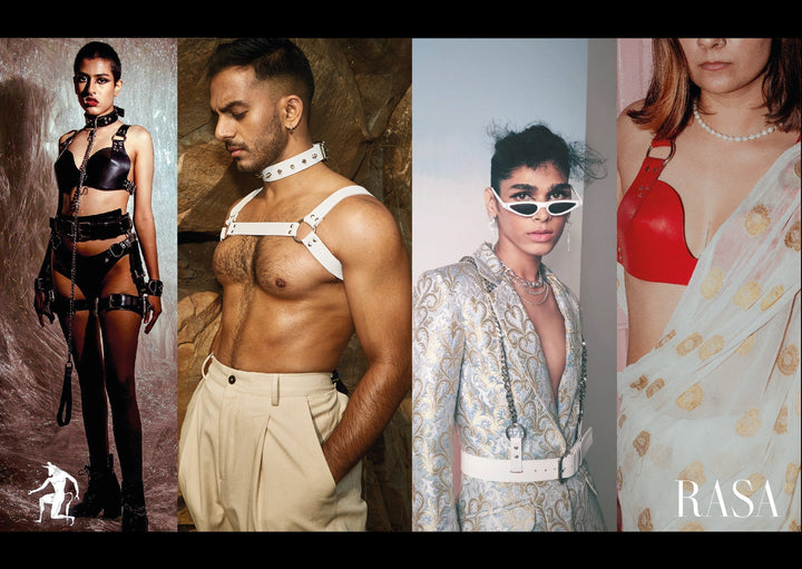 First leather harness guide with body harness, chest harness and chain harness styling