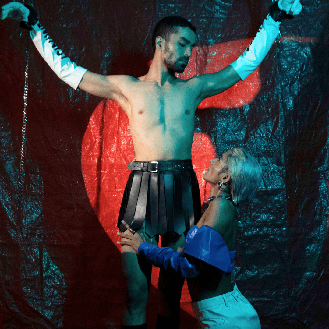 Latex tops and bottoms collection including crop tops and skinny pants by Subculture