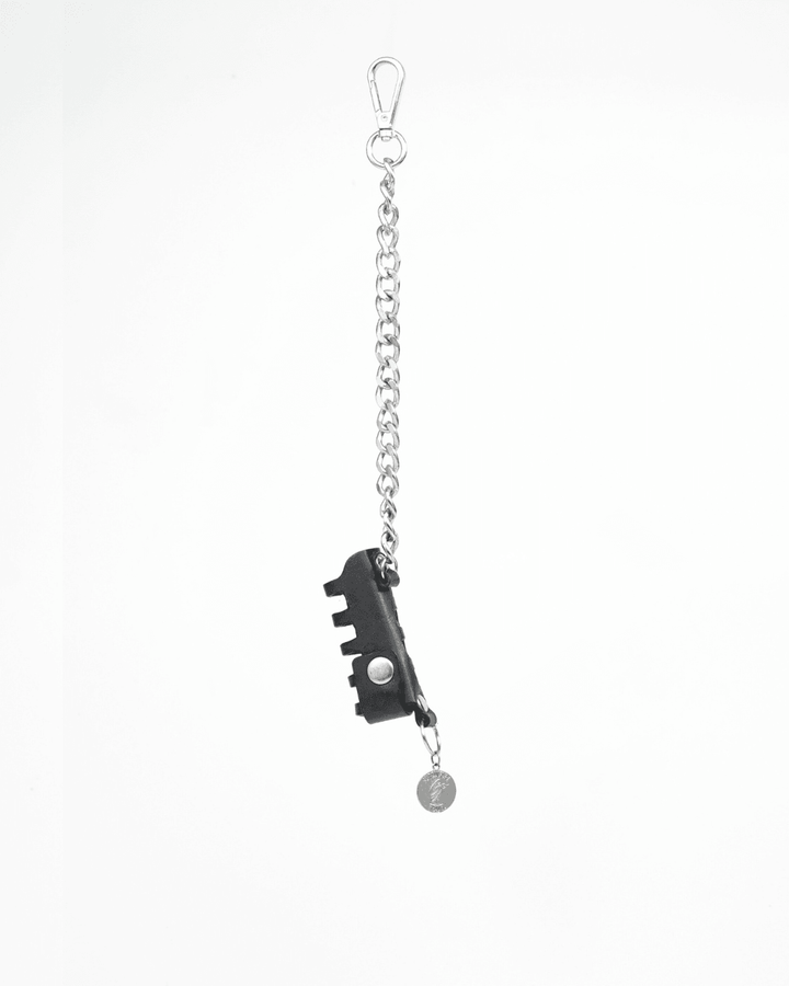 Lighter Holder Charm, genuine leather charm by Subculture, worn view