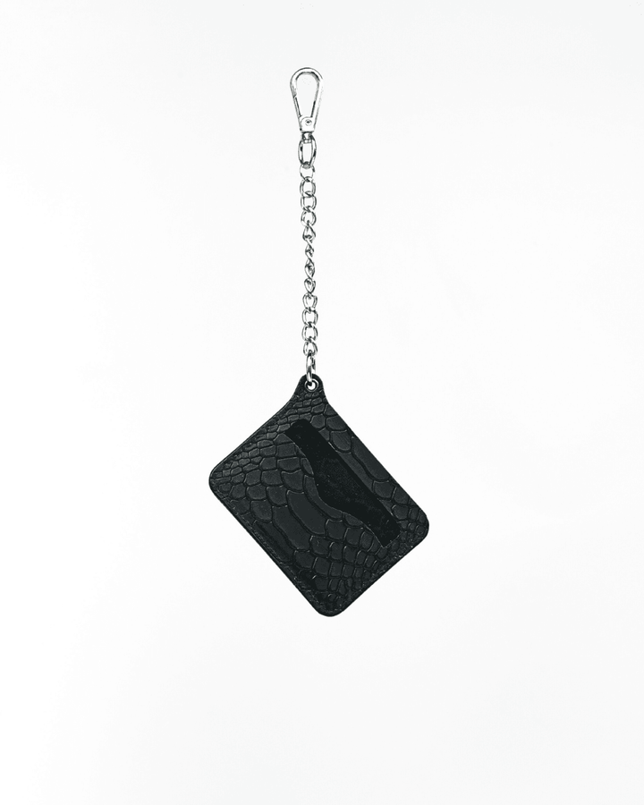 Card Holder Charms, genuine leather card holder by Subculture, worn view