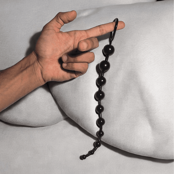 Subculture Anal Beads, genuine leather anal toy by Subculture, detail view