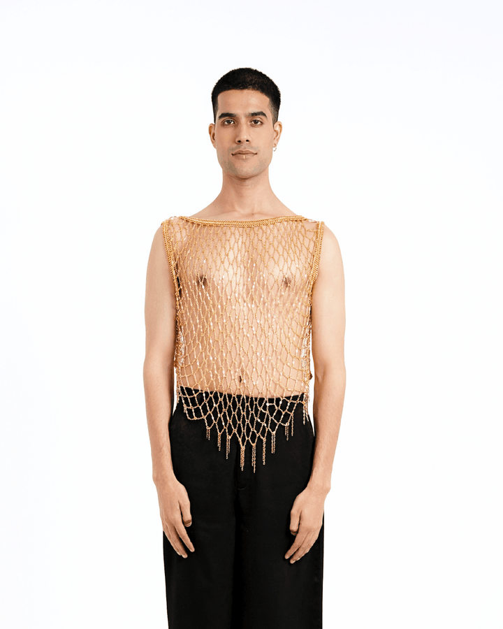 Gold Rush Top, metal top by Subculture, worn view