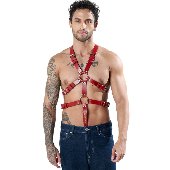 Kevin Body Harness with C Ring, genuine leather harness by Subculture, side view