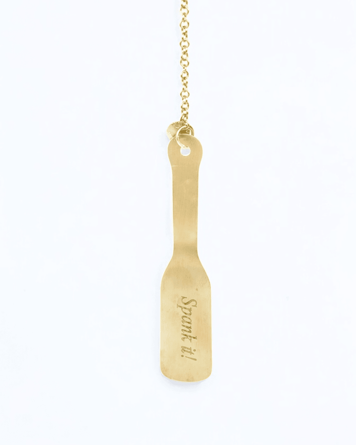 Spank it Metal Paddle Charm, metal impact toy by Subculture, side view