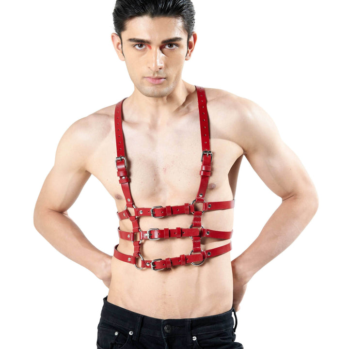 Ribcage Harness, genuine leather harness by Subculture, worn view