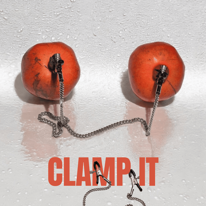Nipple Clamps with Adjustable Link Chain, metal nipple clamps by Subculture, detail view