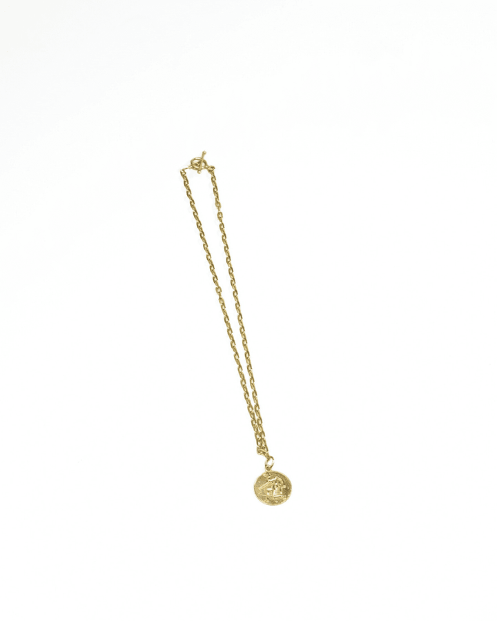 Minotaur Necklace, metal necklace by Subculture, worn view