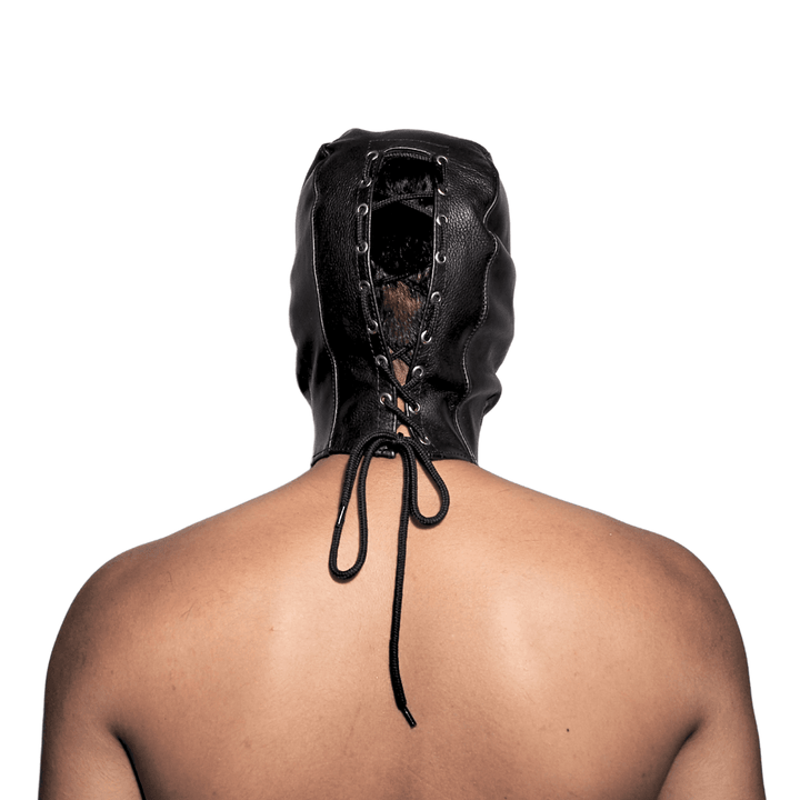 Leather Hood, genuine leather mask by Subculture, side view