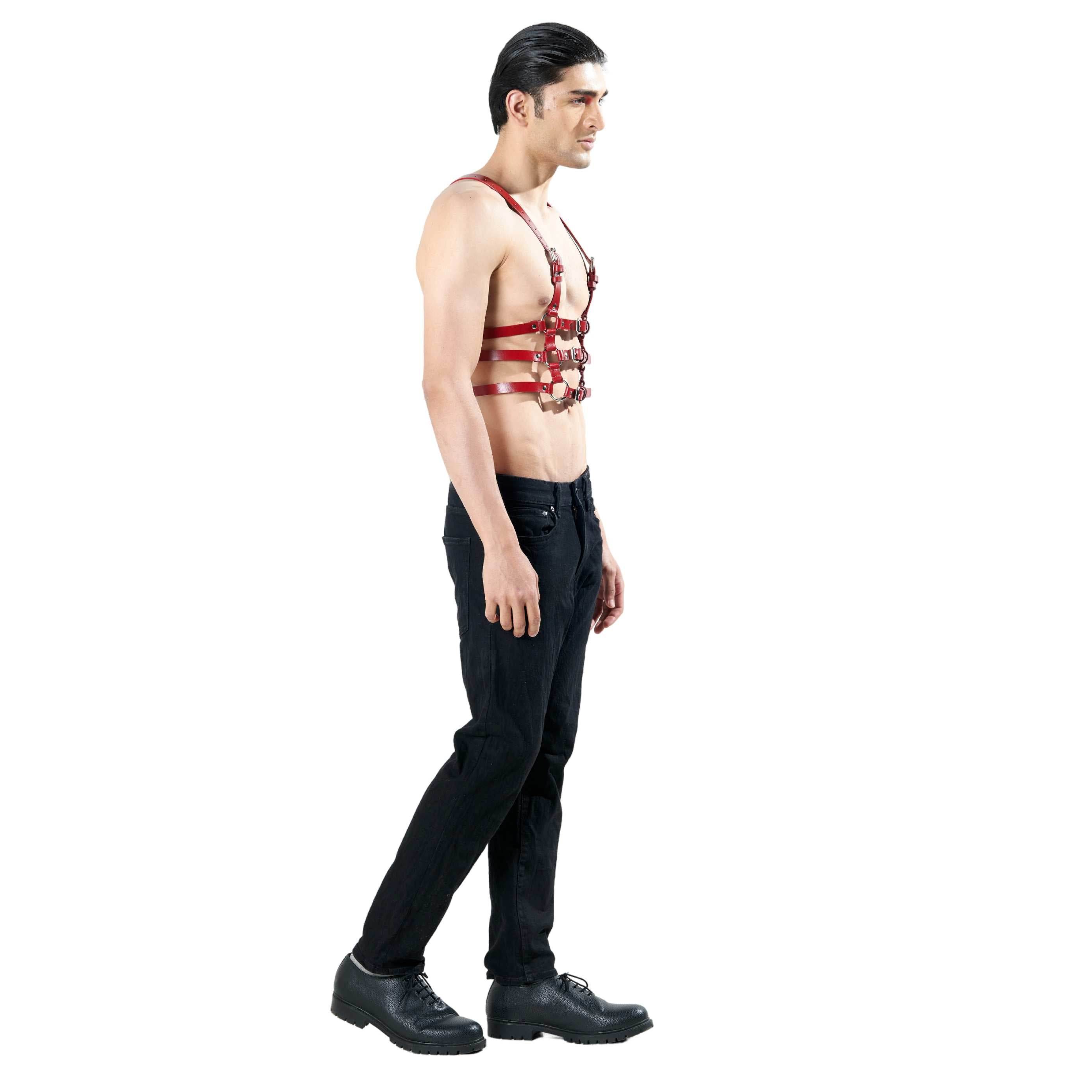 Ribcage Harness, genuine leather harness by Subculture, detail view