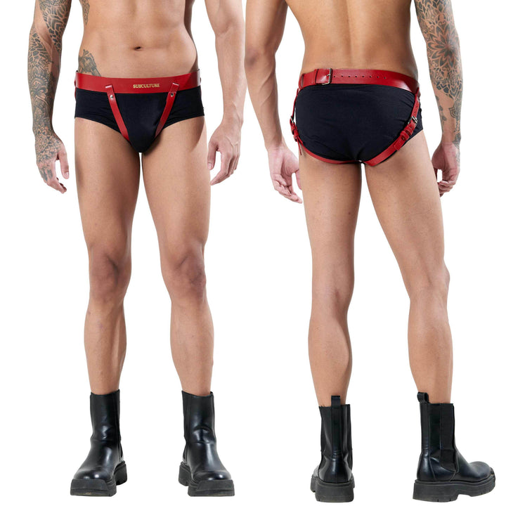 Men's Jockstrap Harness, genuine leather body harness by Subculture, side view