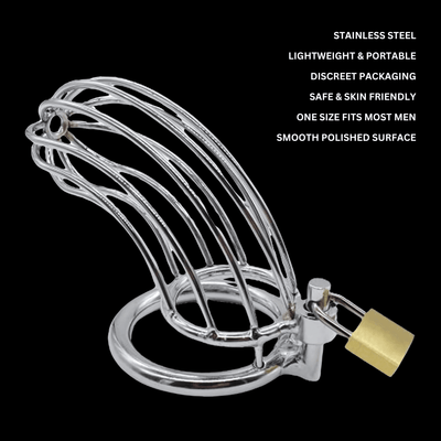 Chastity Metal Cage Men, metal chastity cage by Subculture, side view