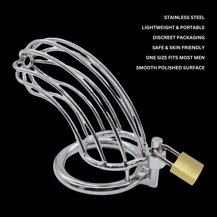 Chastity Metal Cage Men, metal chastity cage by Subculture, side view