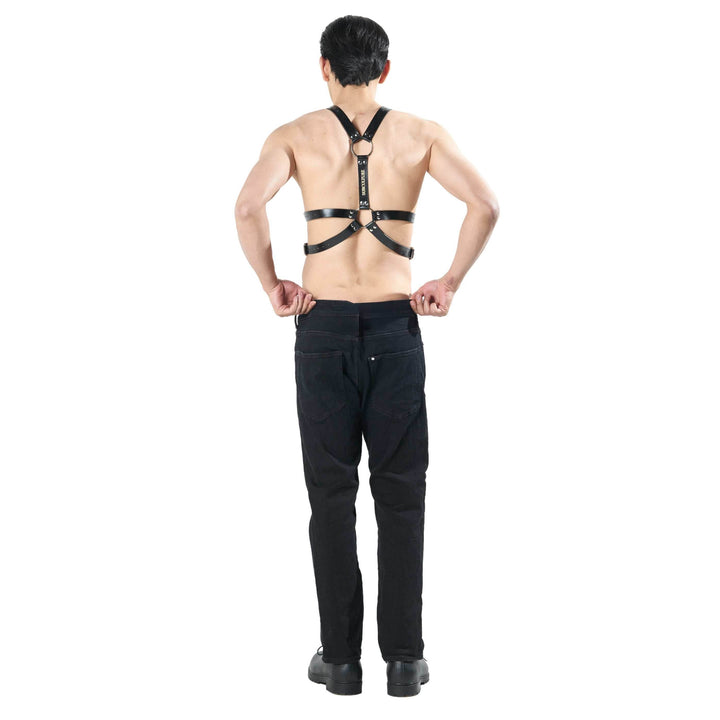 Kevin Body Harness with C Ring, genuine leather harness by Subculture, close-up