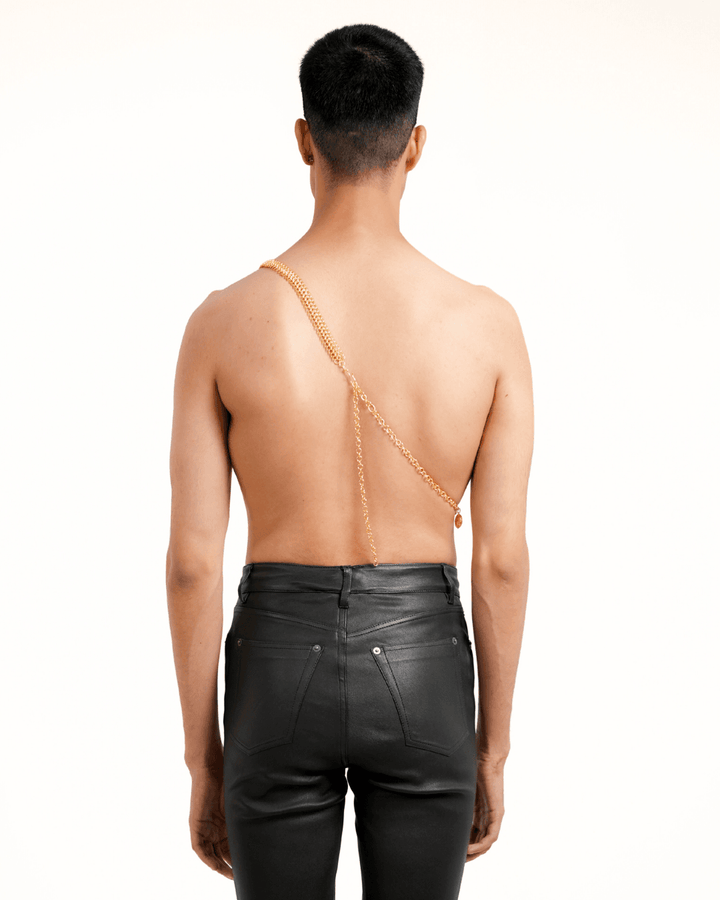 Subculture Cross Body Chain Belt, metal belt by Subculture, side view