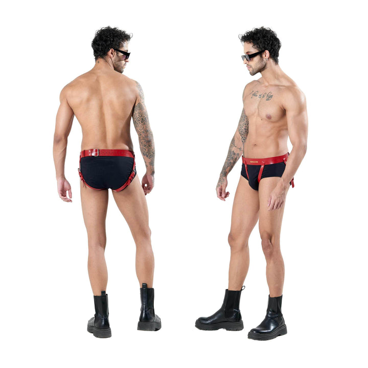 Men's Jockstrap Harness, genuine leather body harness by Subculture, detail view