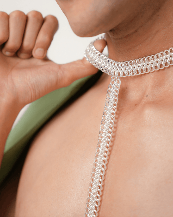 Spine Chain Poppy Harness, genuine leather body harness by Subculture, side view