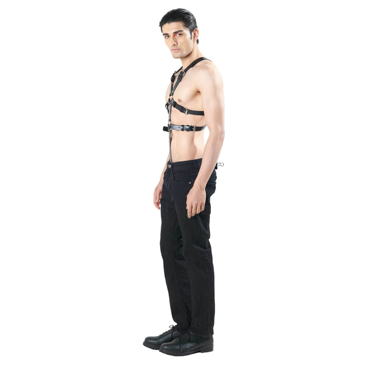 Kevin Body Harness with C Ring, genuine leather harness by Subculture, styled look