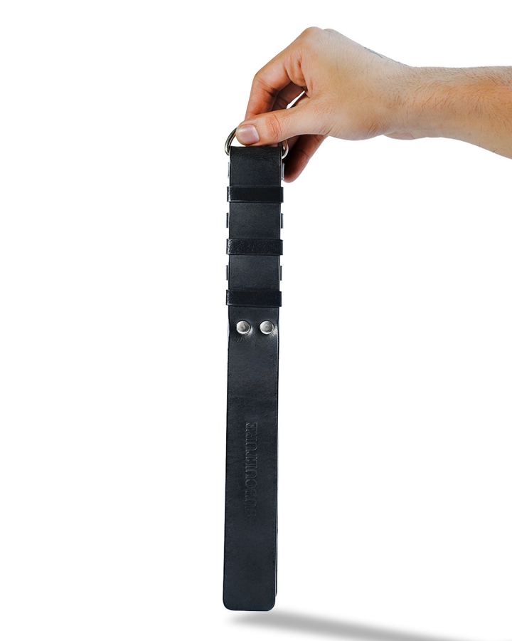Three Layer Leather Paddle Whip Black and Red variants - sensation and impact play, genuine leather, Leathersubculture