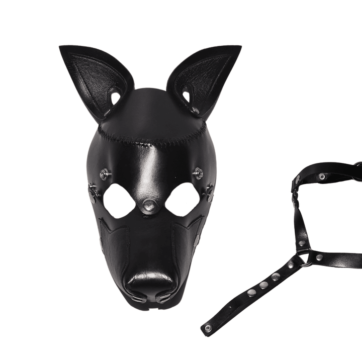 Subculture Pup Mask, genuine leather mask by Subculture, close-up