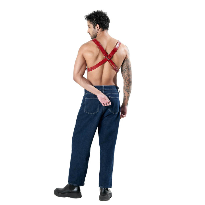 Gladiator Studded Harness, genuine leather harness by Subculture, close-up