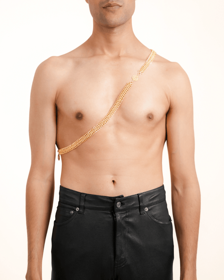 Subculture Cross Body Chain Belt, metal belt by Subculture, styled look