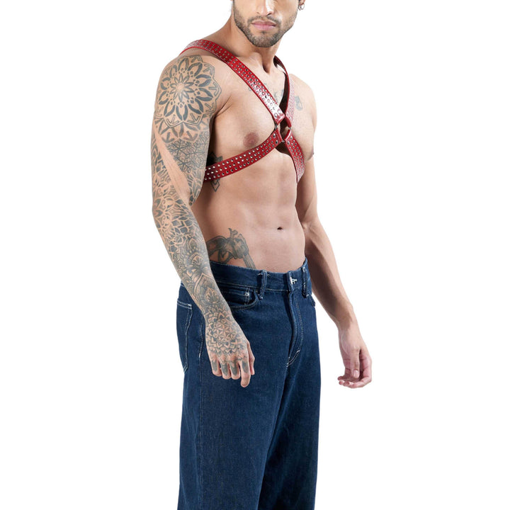 Gladiator Studded Harness, genuine leather harness by Subculture, styled look