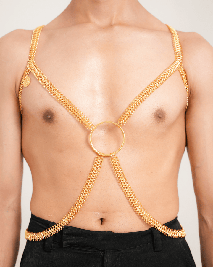 Spine Chain Extended Harness, genuine leather harness by Subculture