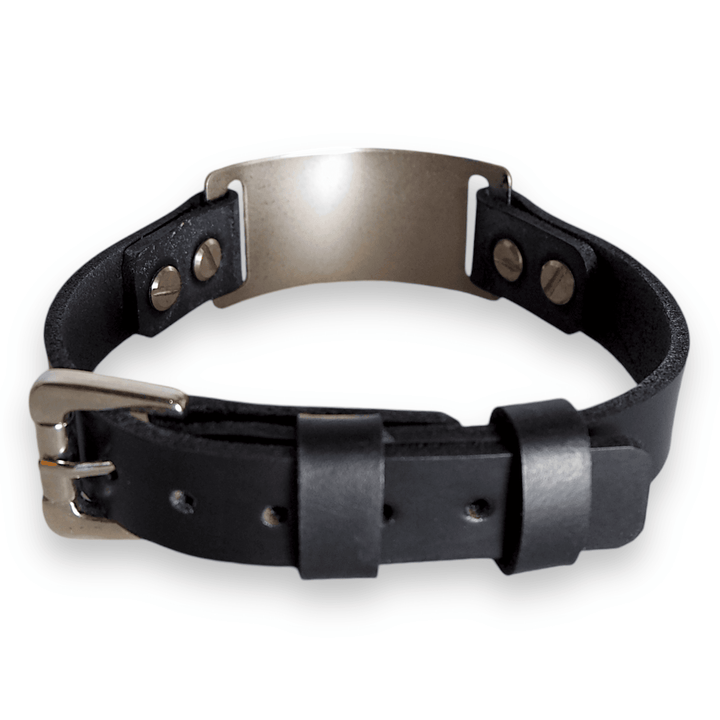 Albus Unisex Collar, genuine leather collar by Subculture, worn view