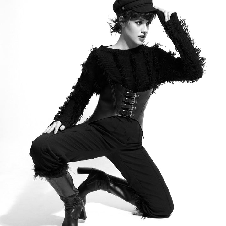 Rhiamon Unisex Leather Corset, genuine leather corset by Subculture, detail view