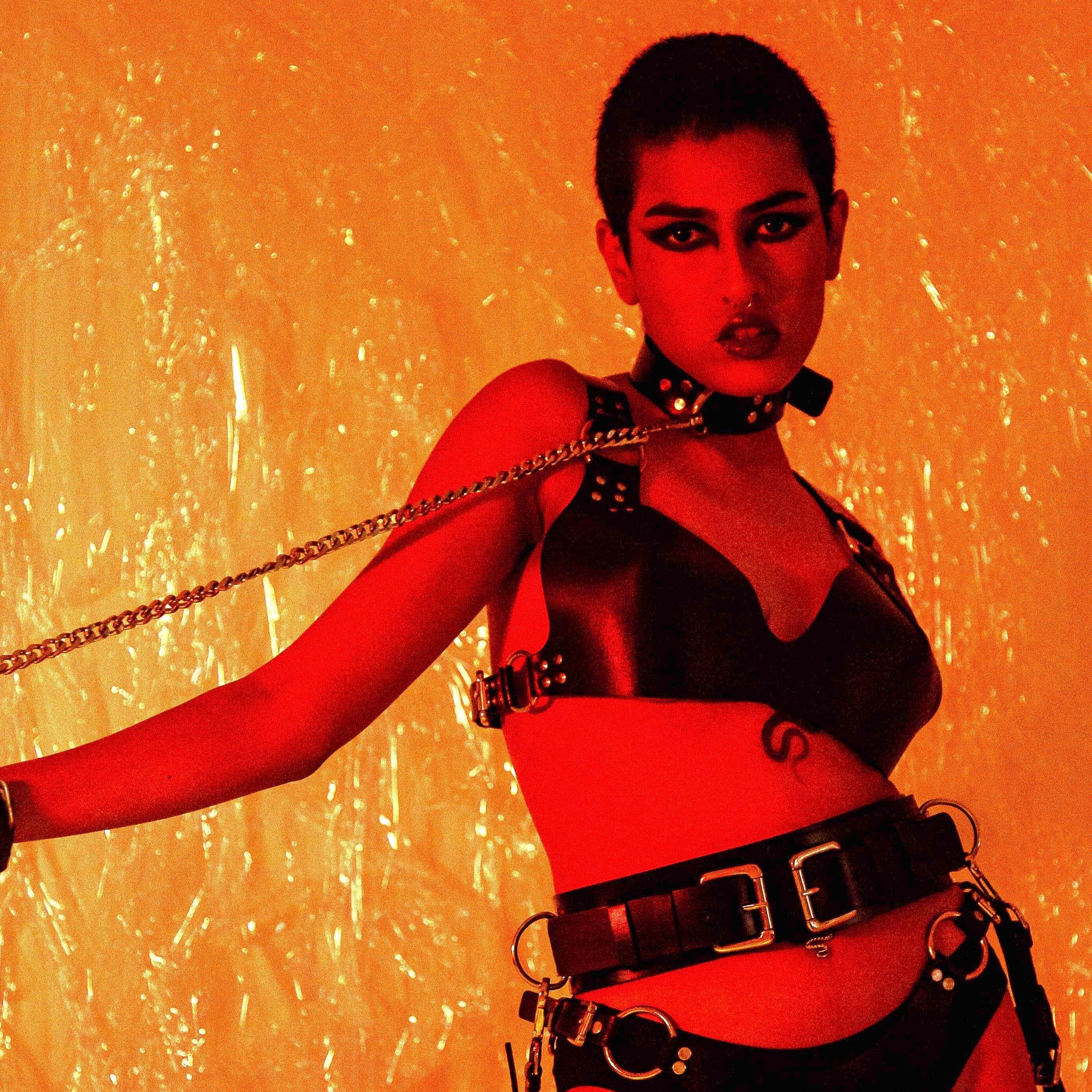 Submissive Collar and Leash, genuine leather collar by Subculture
