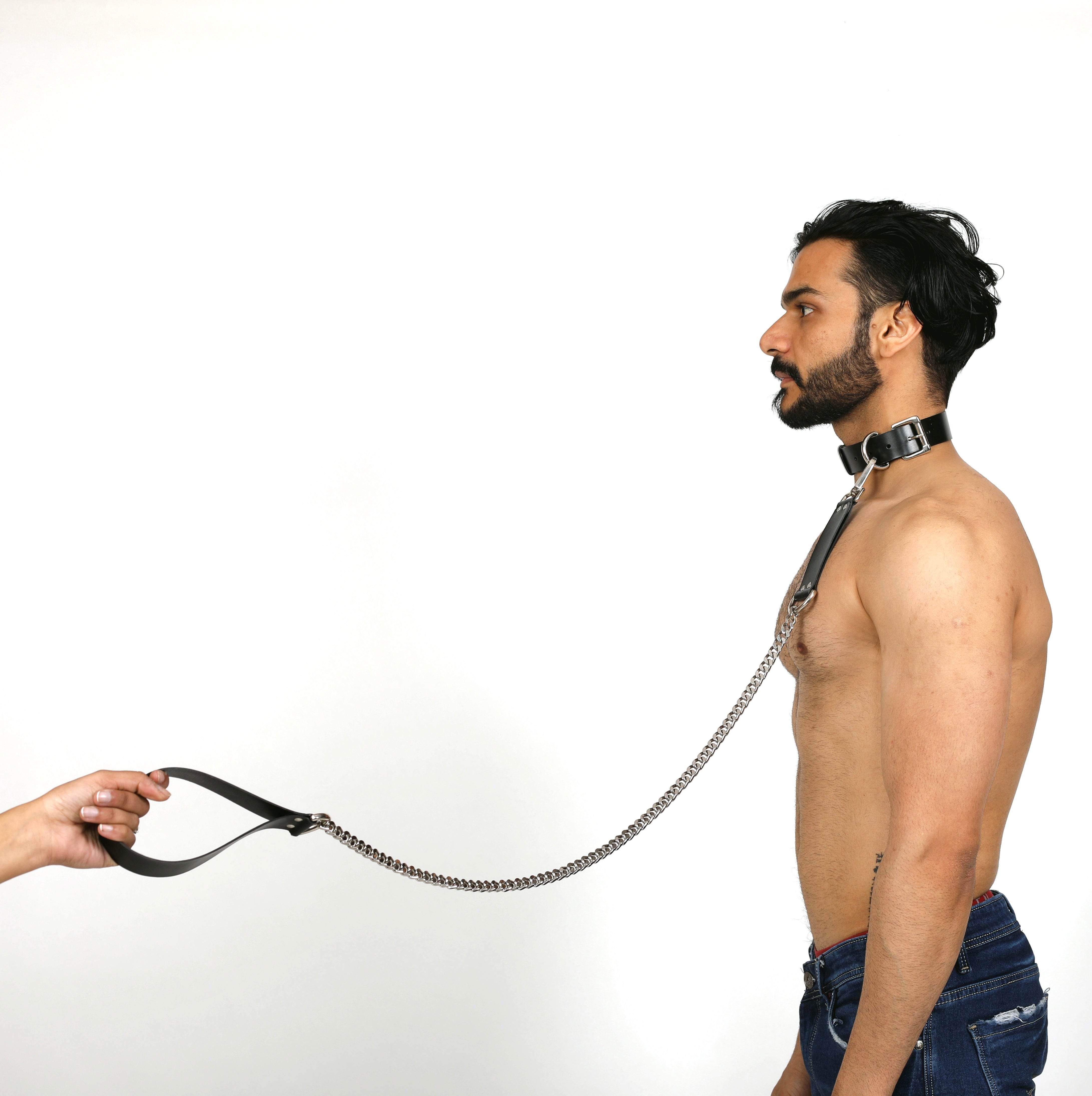Submissive Collar and Leash, genuine leather collar by Subculture