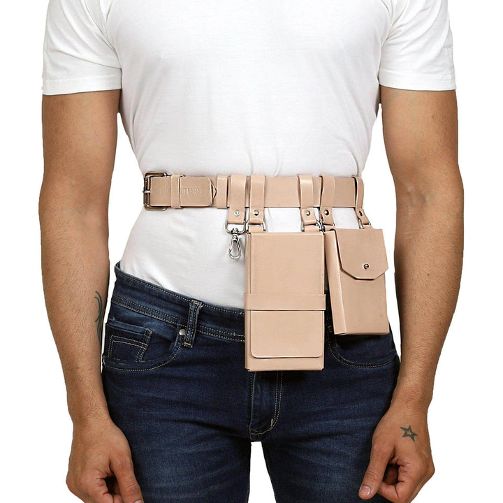 Utilitarian Leather Bag and Belt (Unisex), genuine leather belt bag by Subculture, close-up