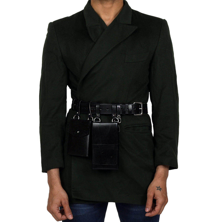 Utilitarian Leather Bag and Belt (Unisex), genuine leather belt bag by Subculture, side view