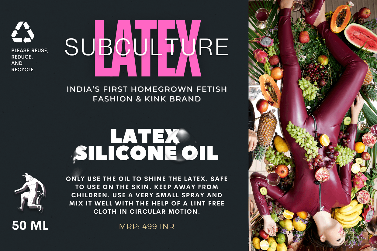 Latex Silicone Oil, latex care product by Subculture, worn view