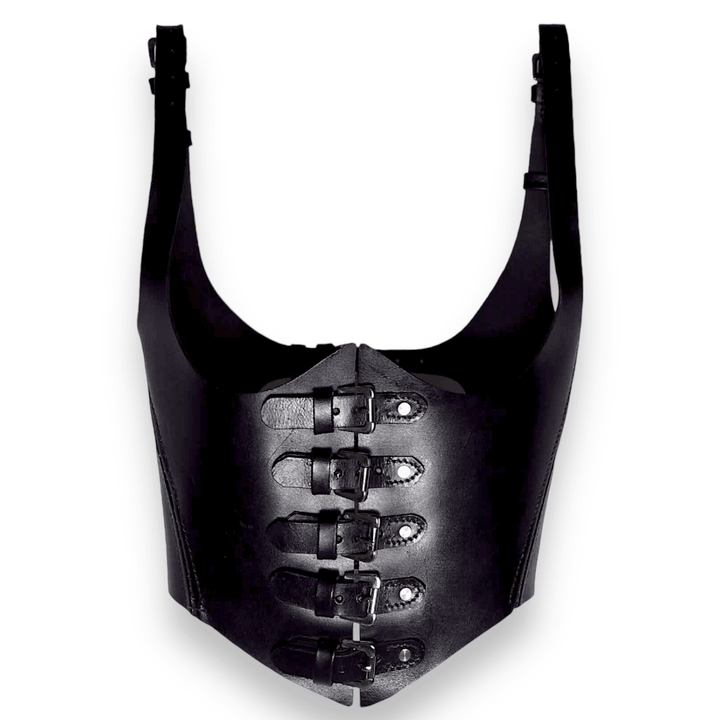 Alice Leather Corset, genuine leather corset by Subculture, worn view