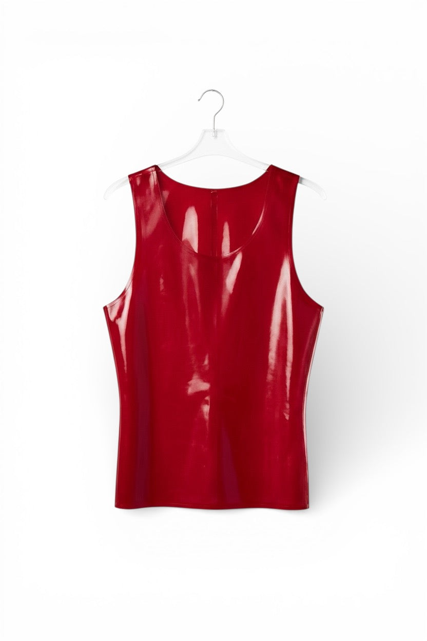 men's red latex Vest fashion 