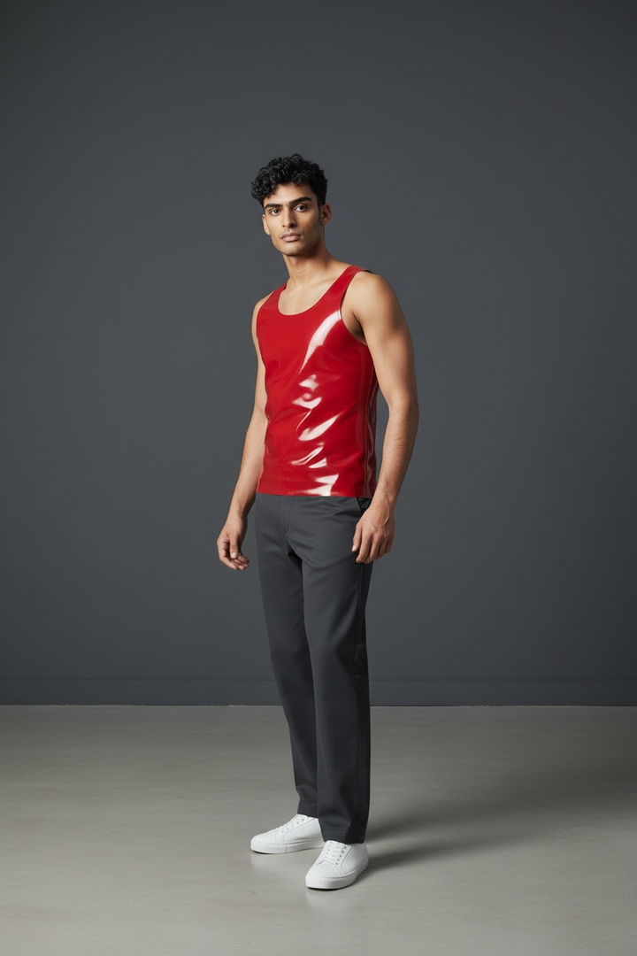 men's red latex Vest fashion 