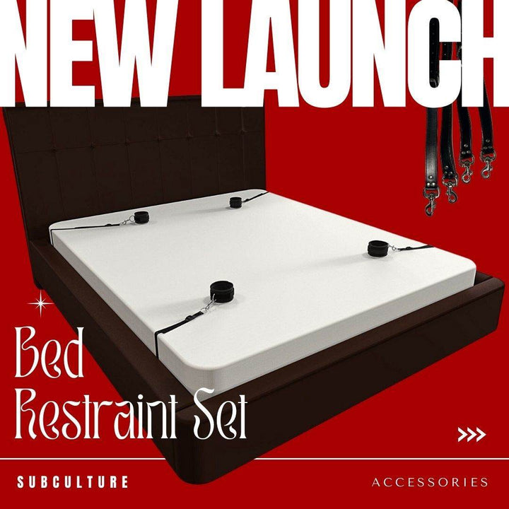Subculture Leather Bed Restraint Set, genuine leather restraint cuffs by Subculture