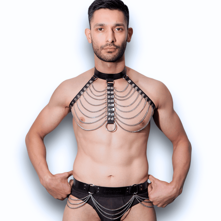 Subculture Unisex Fetish-Fashion Chain Harness Set, metal chain harness set by Subculture