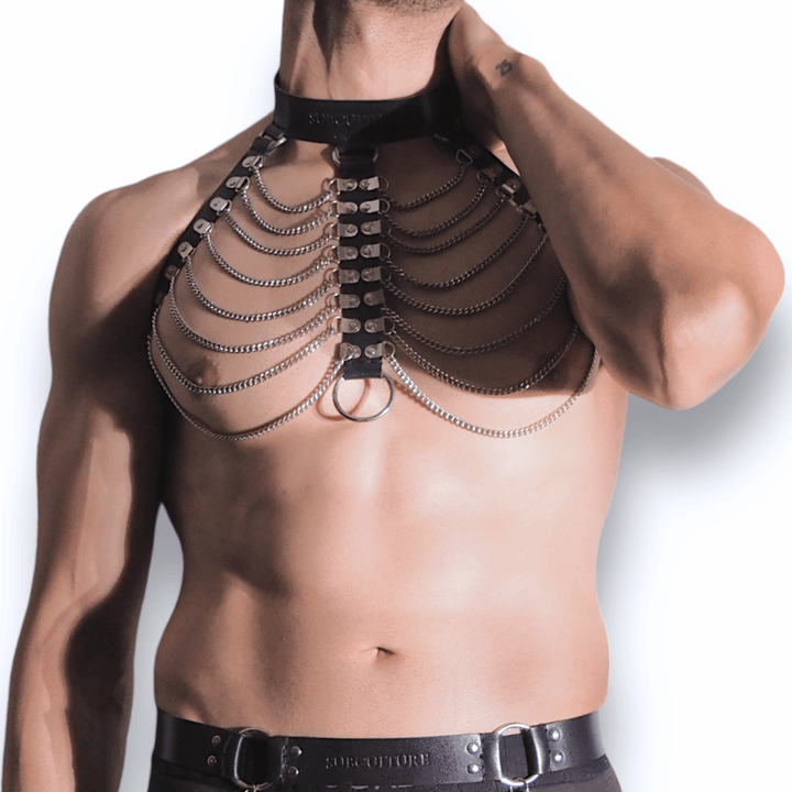 Subculture Unisex Fetish-Fashion Chain Harness Set, metal chain harness set by Subculture, worn view