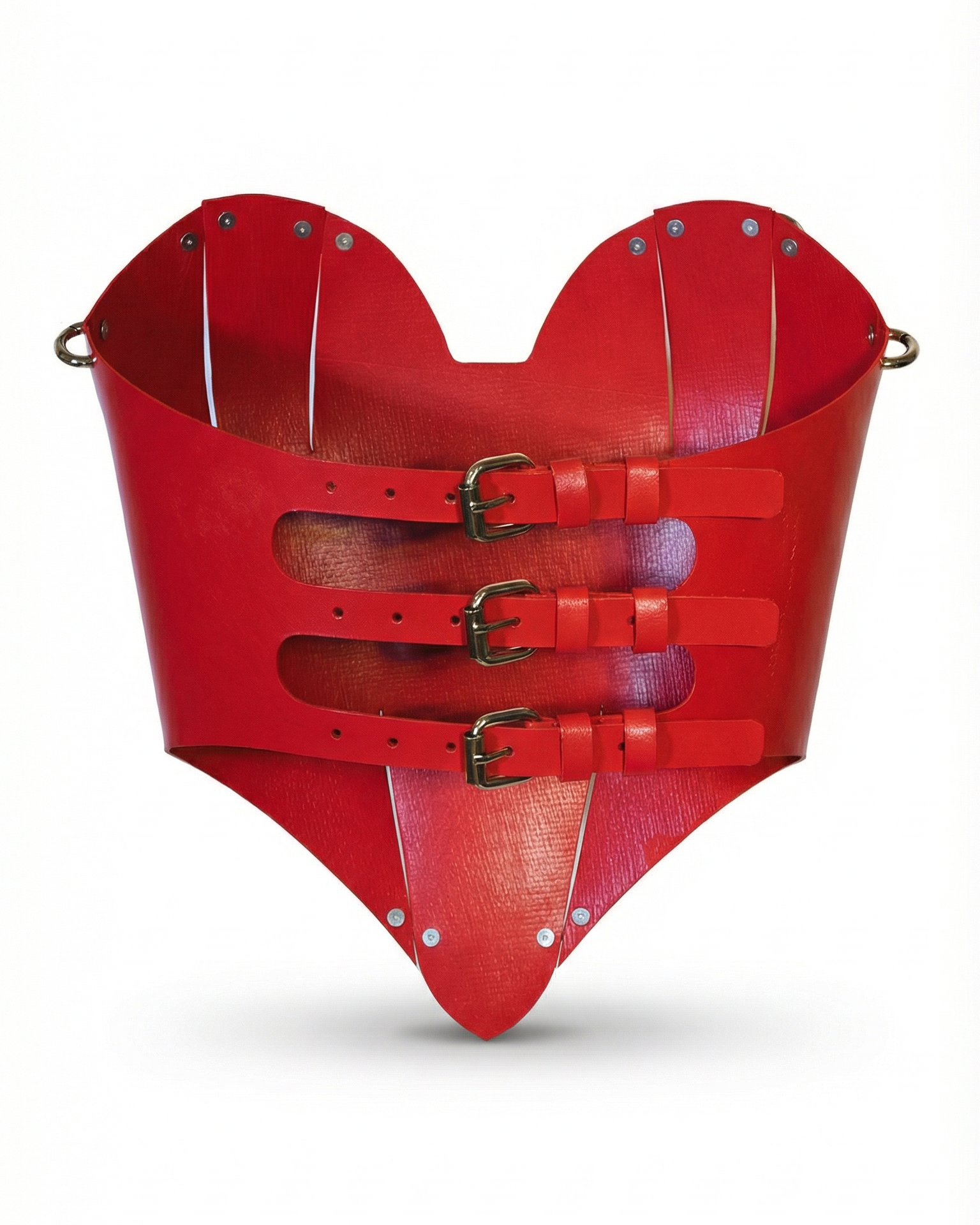 red leather corset women heart shape