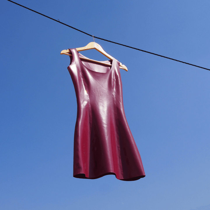 Latex Mini Dress, latex dress by Subculture, worn view