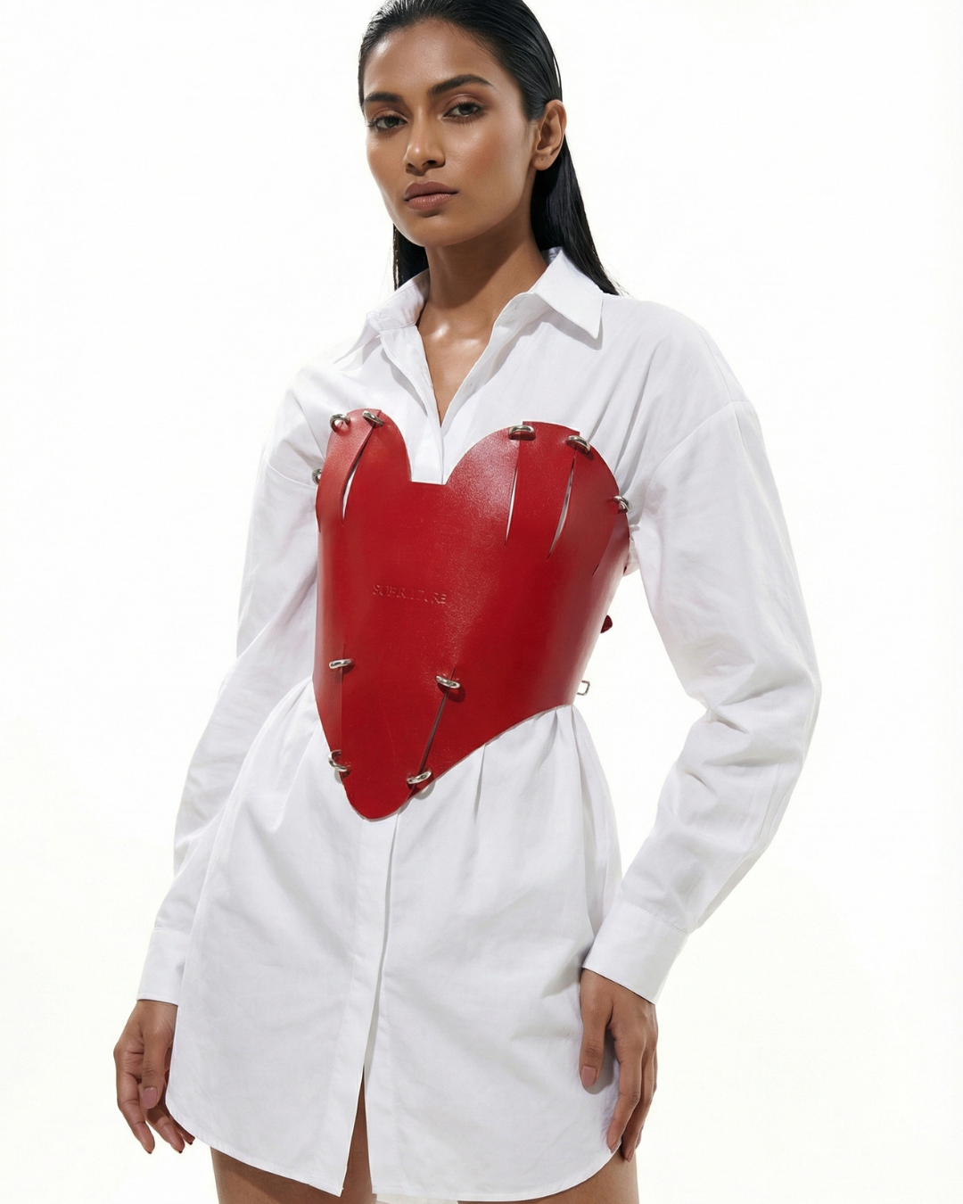 heart shape womens' leather corset clincher