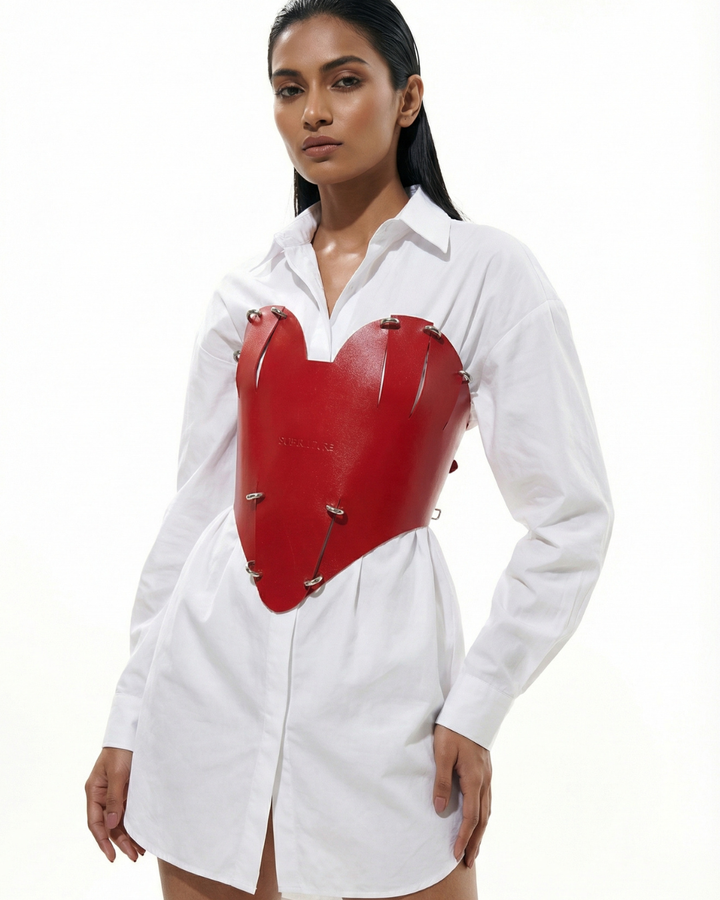 heart shape womens' leather corset clincher