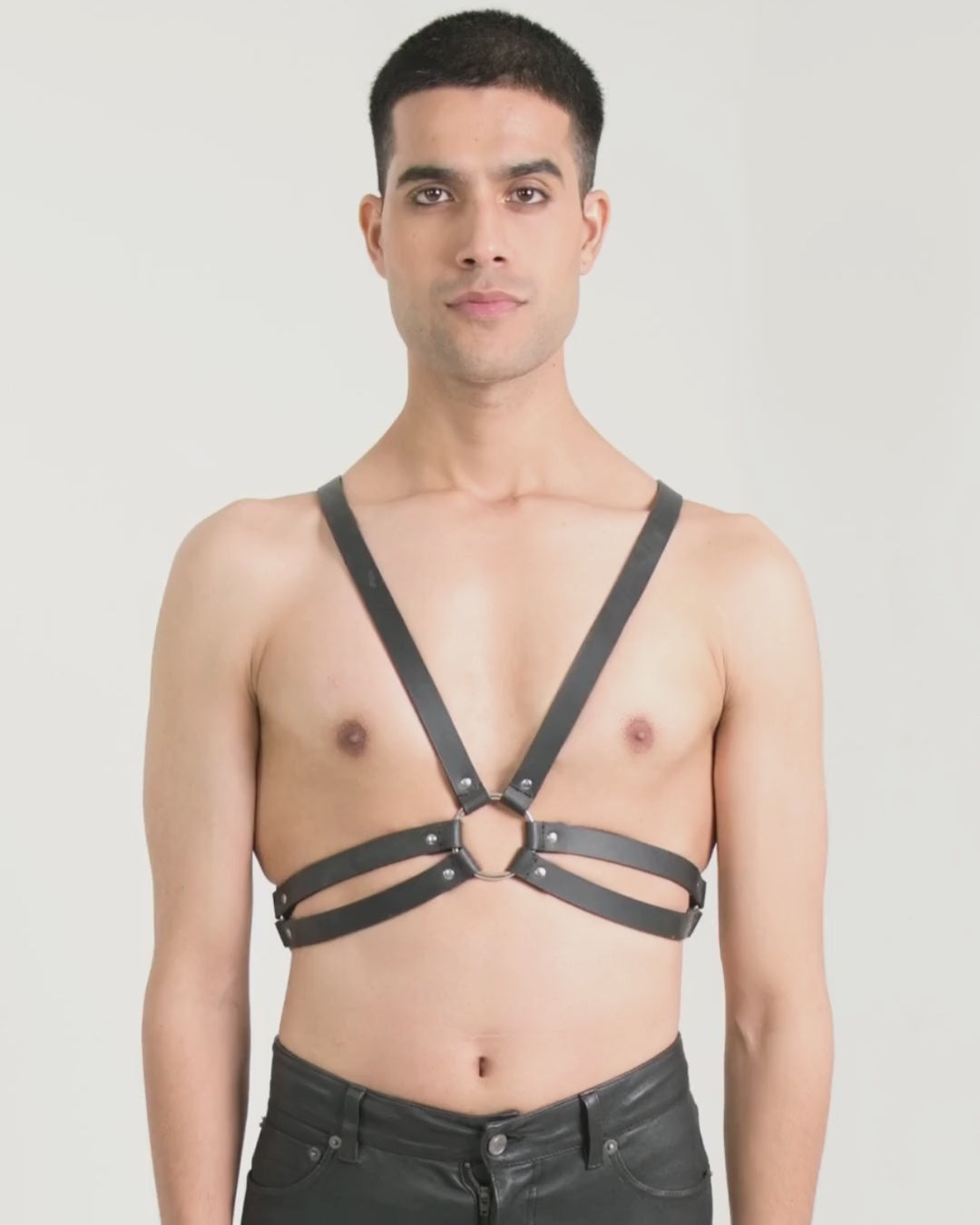 mens leather chest harness accessory
