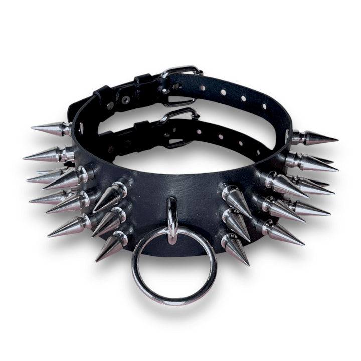 Subculture Rave Collar, genuine leather collar by Subculture, worn view