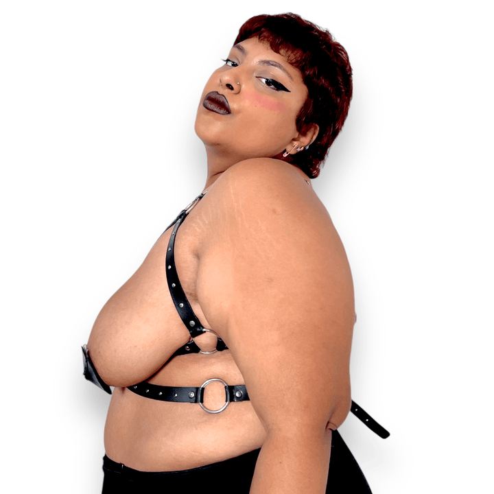 Subculture Selina Harness, genuine leather body harness by Subculture, detail view