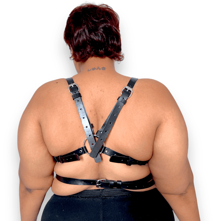 Subculture Selina Harness, genuine leather body harness by Subculture, side view