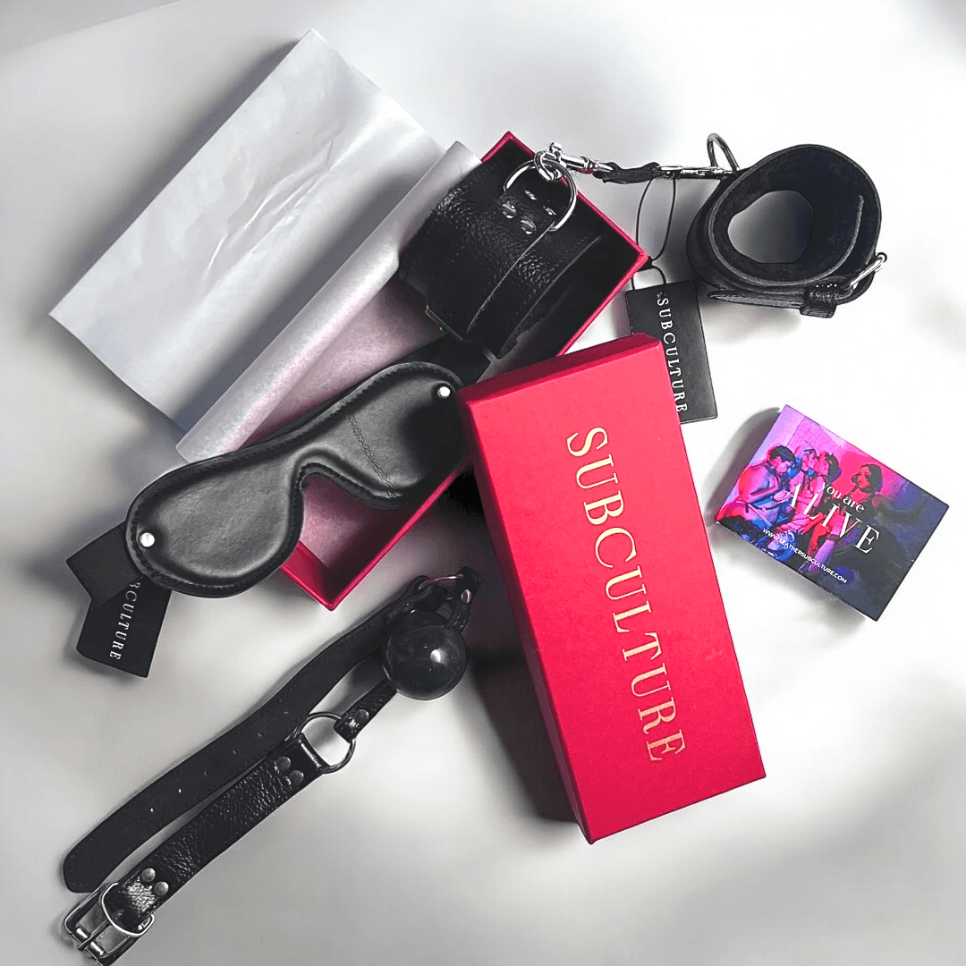 BDSM starter GIFT Kit Box, genuine leather fashion accessory by Subculture