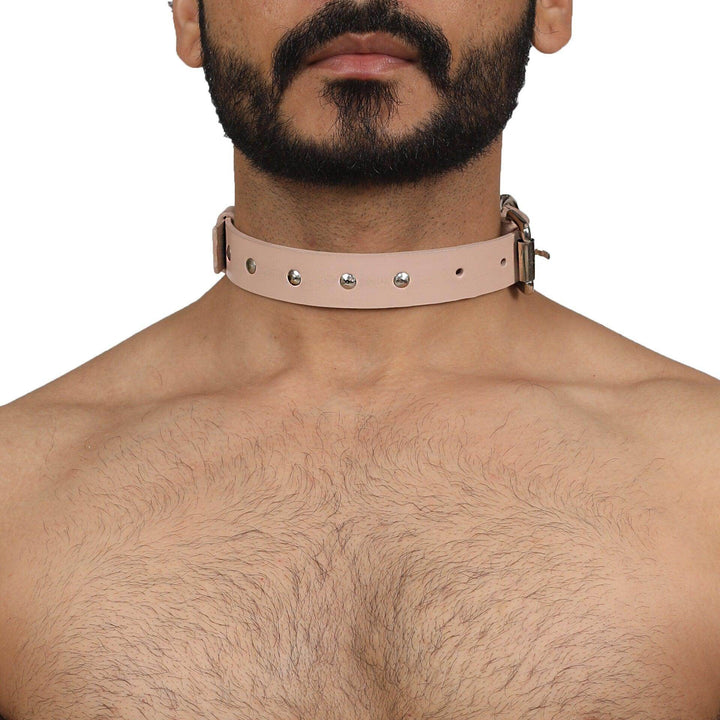 Classic Submissive Choker, genuine leather collar by Subculture, close-up
